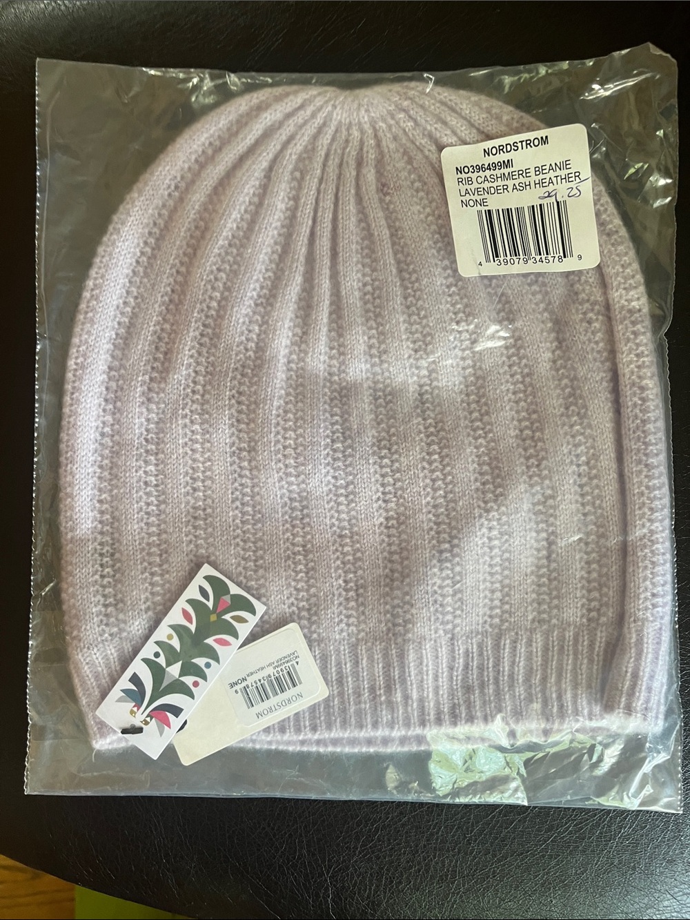 Nordstrom Lavender Ash Heather Ribbed Cashmere Beanie